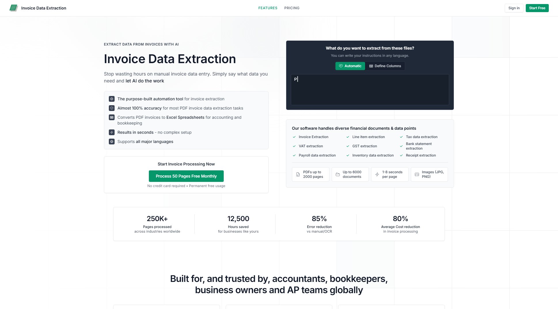 AI Invoice Data Extraction Screenshot AI Invoice Data Extraction Screenshot