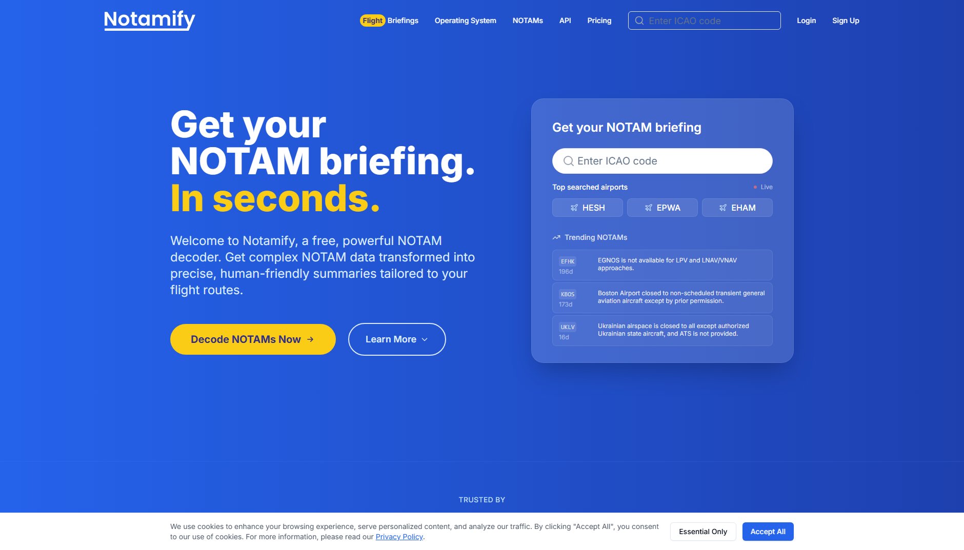 Notamify Notamify Interface & Screenshots Notamify Notamify Interface & Screenshots