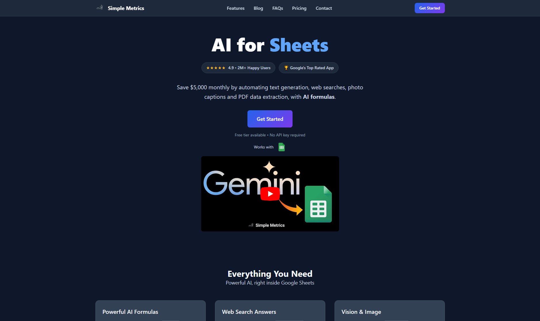 AI for Google Sheets with Simple Metrics AI for Google Sheets with Simple Metrics Interface & Screenshots AI for Google Sheets with Simple Metrics AI for Google Sheets with Simple Metrics Interface & Screenshots