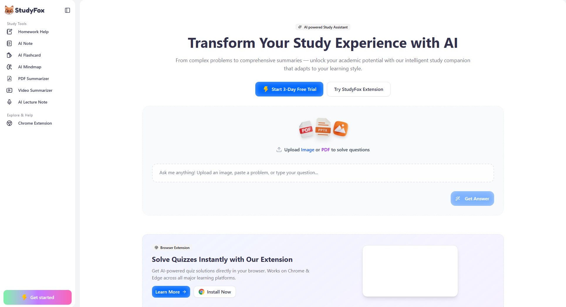 StudyFox AI StudyFox AI Interface & Screenshots StudyFox AI StudyFox AI Interface & Screenshots