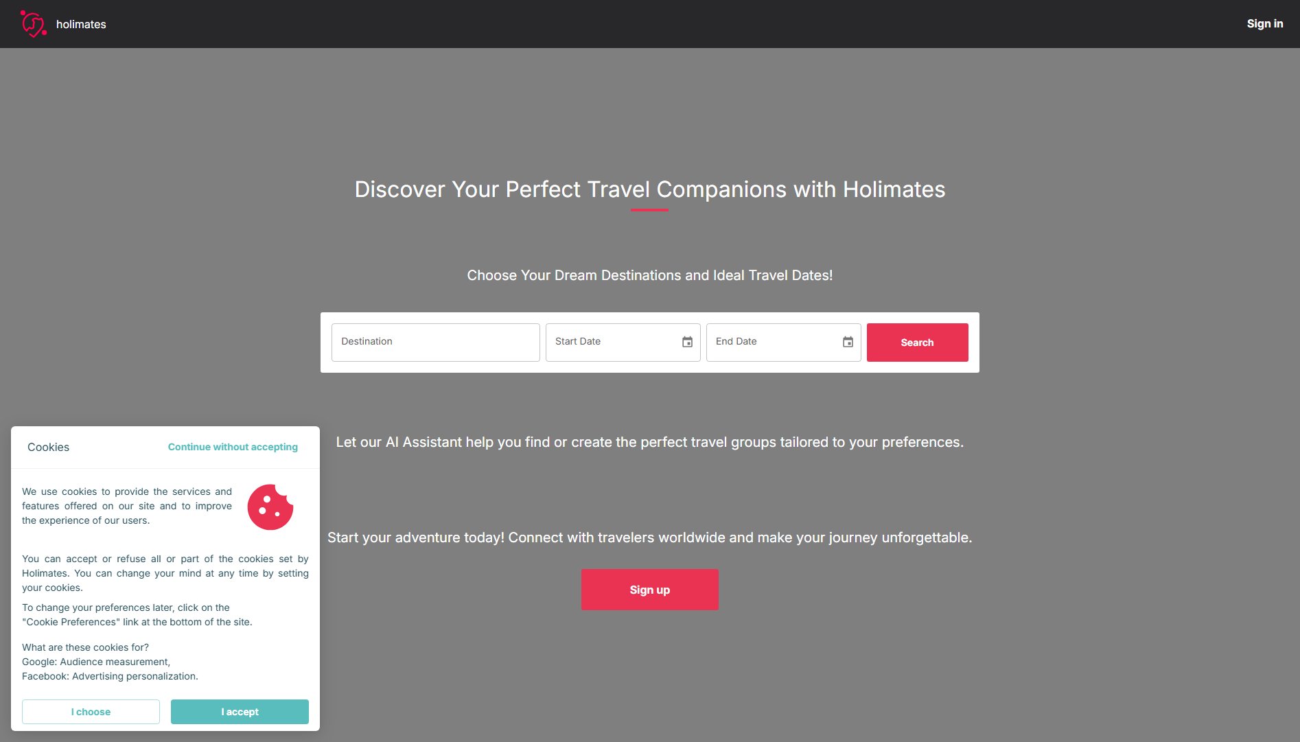 holimates holimates Interface & Screenshots holimates holimates Interface & Screenshots