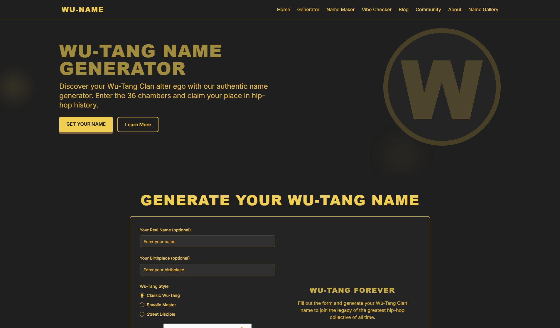 Wu-Tang Name Generator Screenshot Wu-Tang Name Generator Screenshot