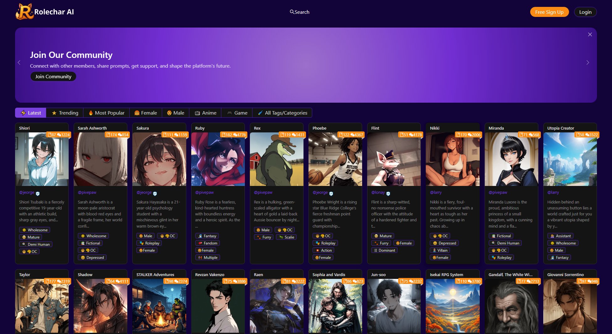 Rolechar AI Rolechar AI Interface & Screenshots Rolechar AI Rolechar AI Interface & Screenshots