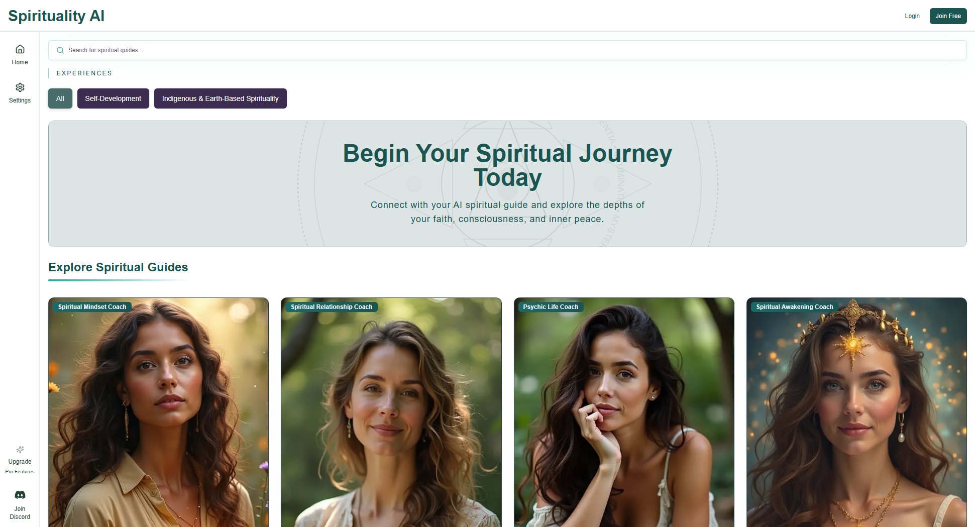 AI Spiritual Guides & Companions AI Spiritual Guides & Companions Interface & Screenshots