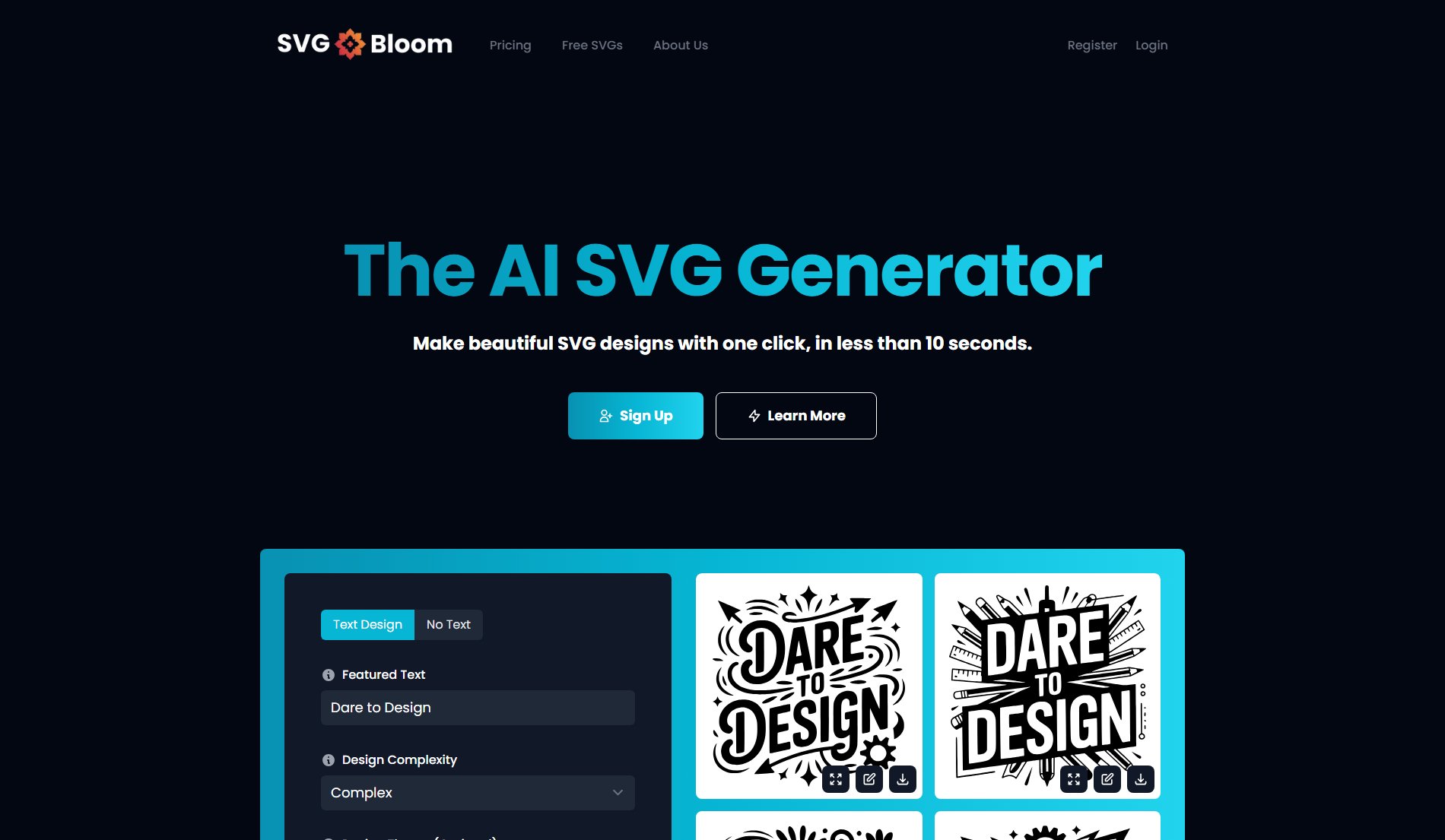 SVG Bloom SVG Bloom Interface & Screenshots