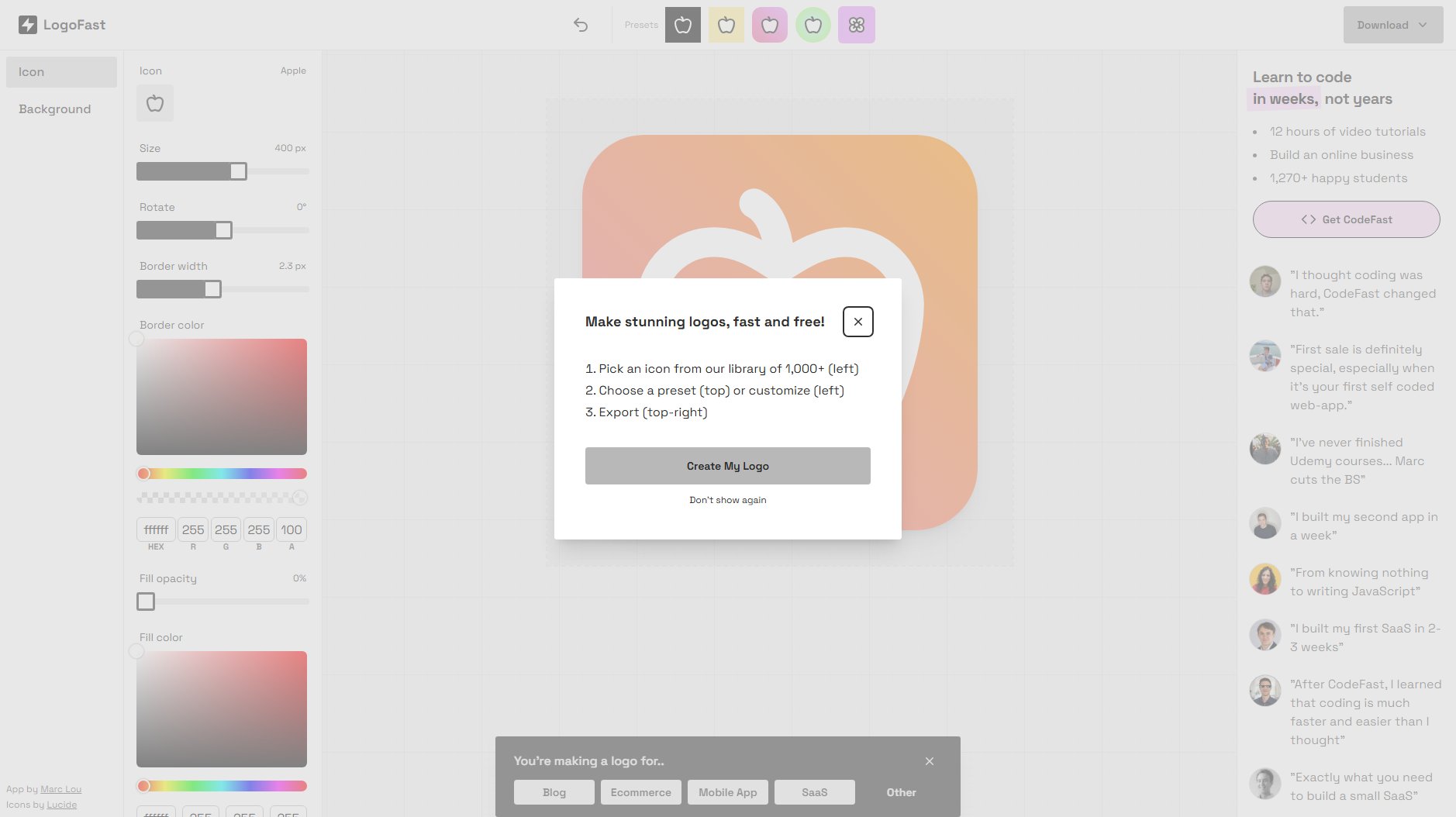 LogoFast LogoFast Interface & Screenshots LogoFast LogoFast Interface & Screenshots
