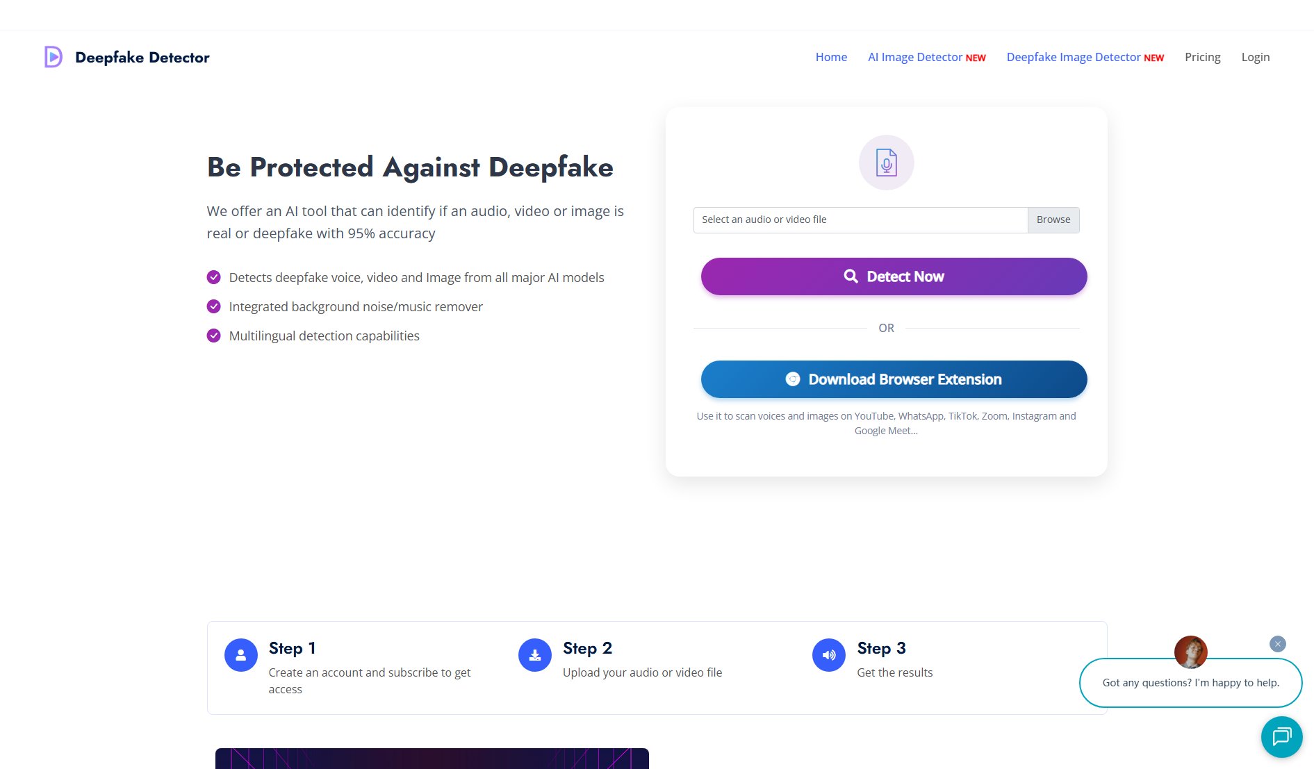 Deepfake Detector Deepfake Detector Interface & Screenshots Deepfake Detector Deepfake Detector Interface & Screenshots