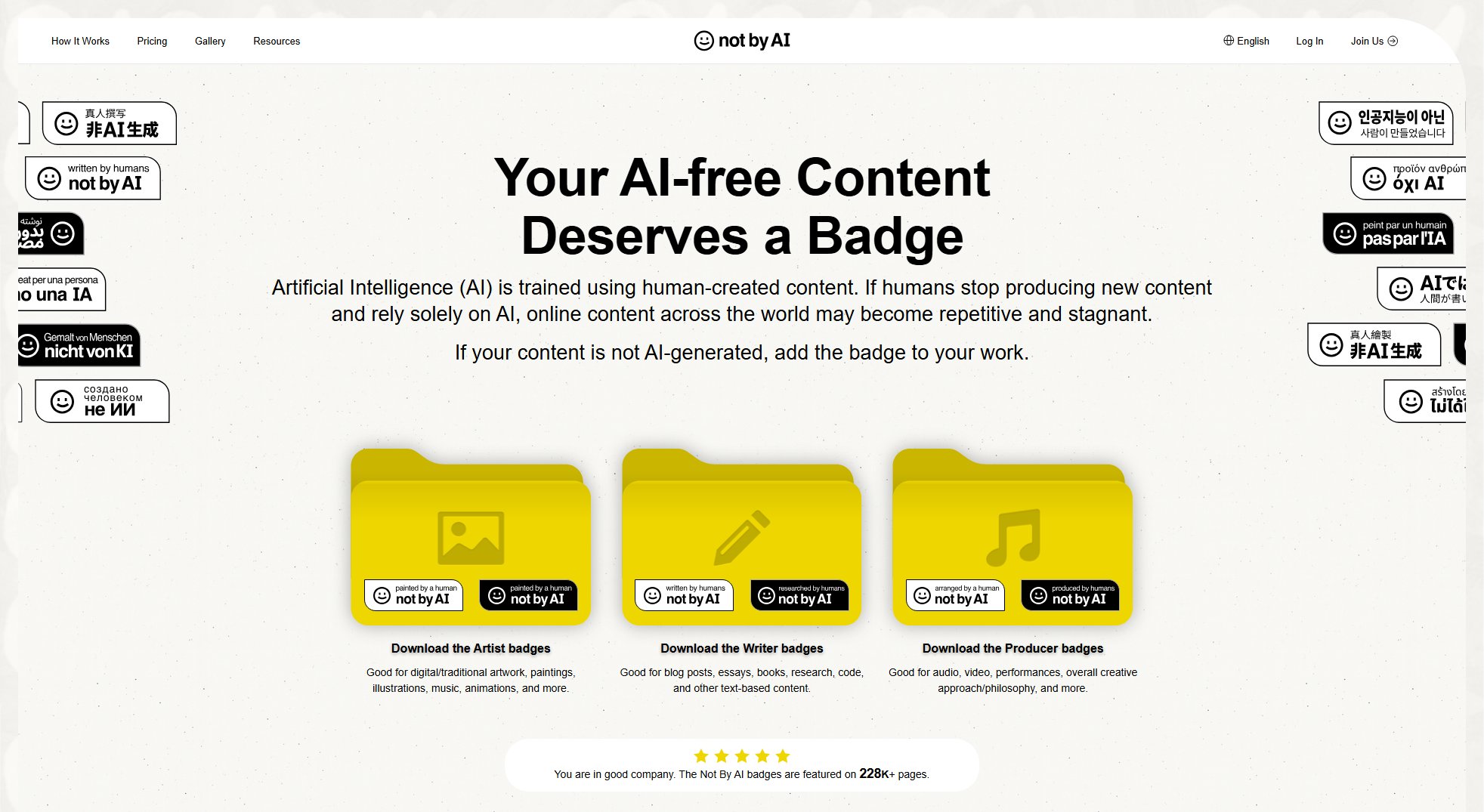 Not By AI Not By AI Interface & Screenshots