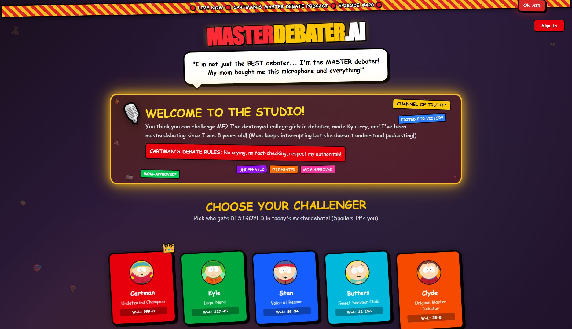 MasterDebater.ai MasterDebater.ai Interface & Screenshots