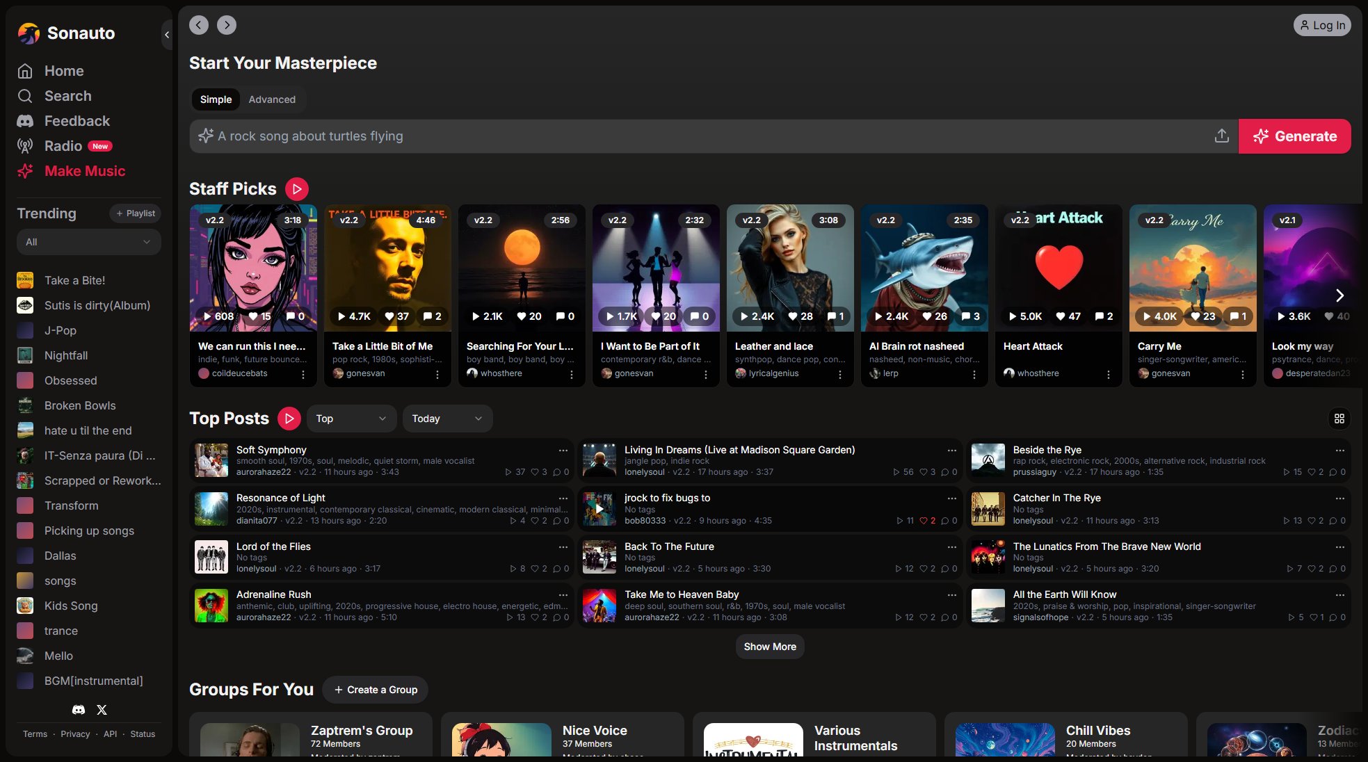 Sonauto Sonauto Interface & Screenshots