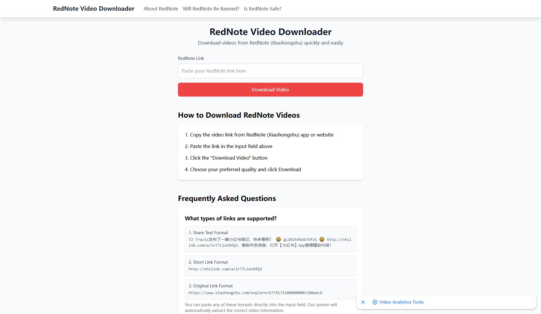 RedNote Video Downloader Screenshot