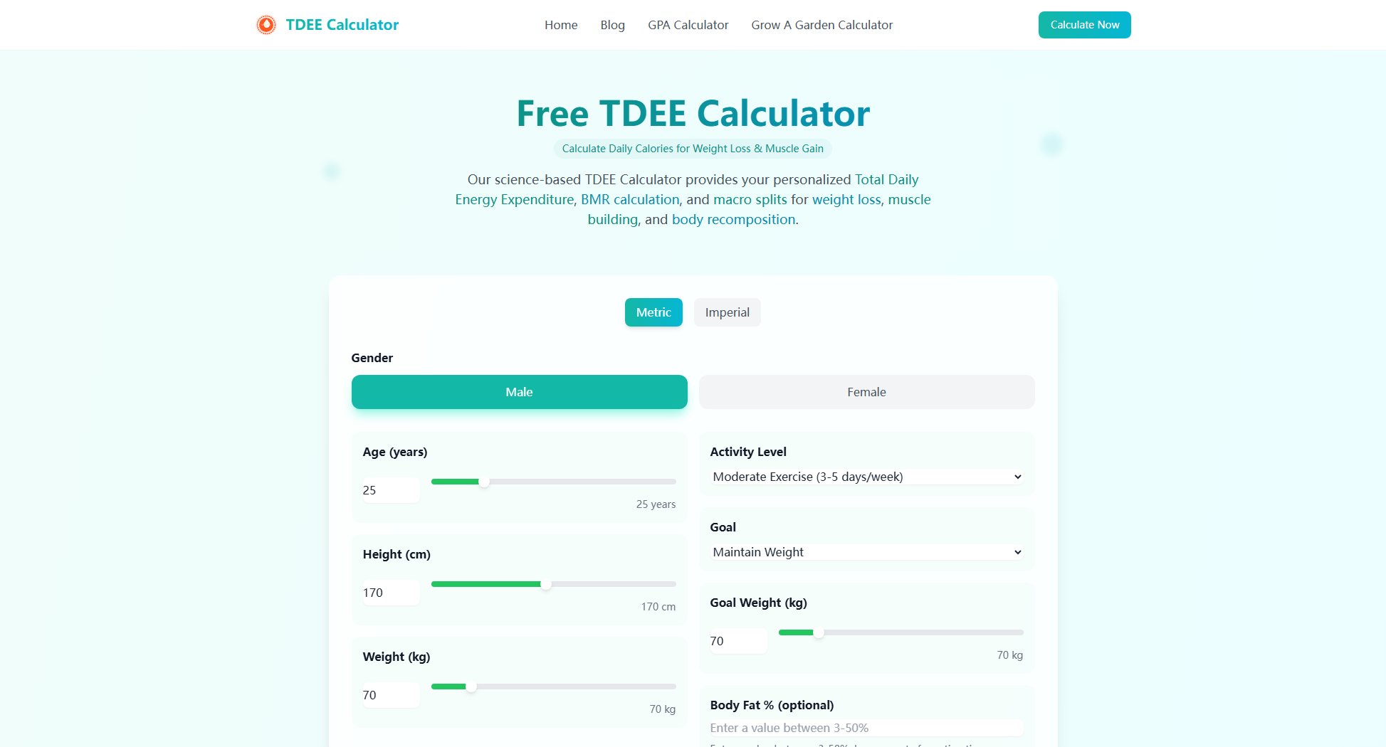 TDEE Calculator TDEE Calculator Interface & Screenshots TDEE Calculator TDEE Calculator Interface & Screenshots