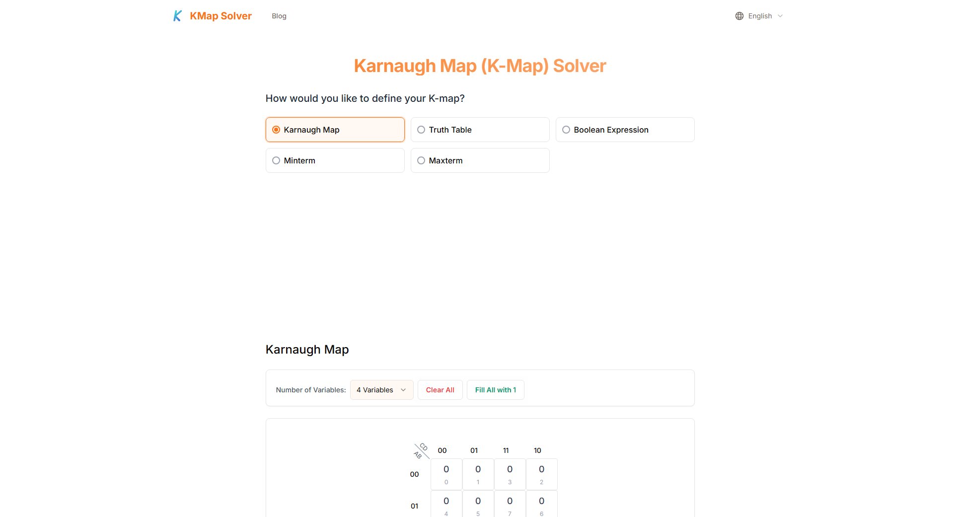 Karnaugh Map Solver Karnaugh Map Solver Interface & Screenshots Karnaugh Map Solver Karnaugh Map Solver Interface & Screenshots