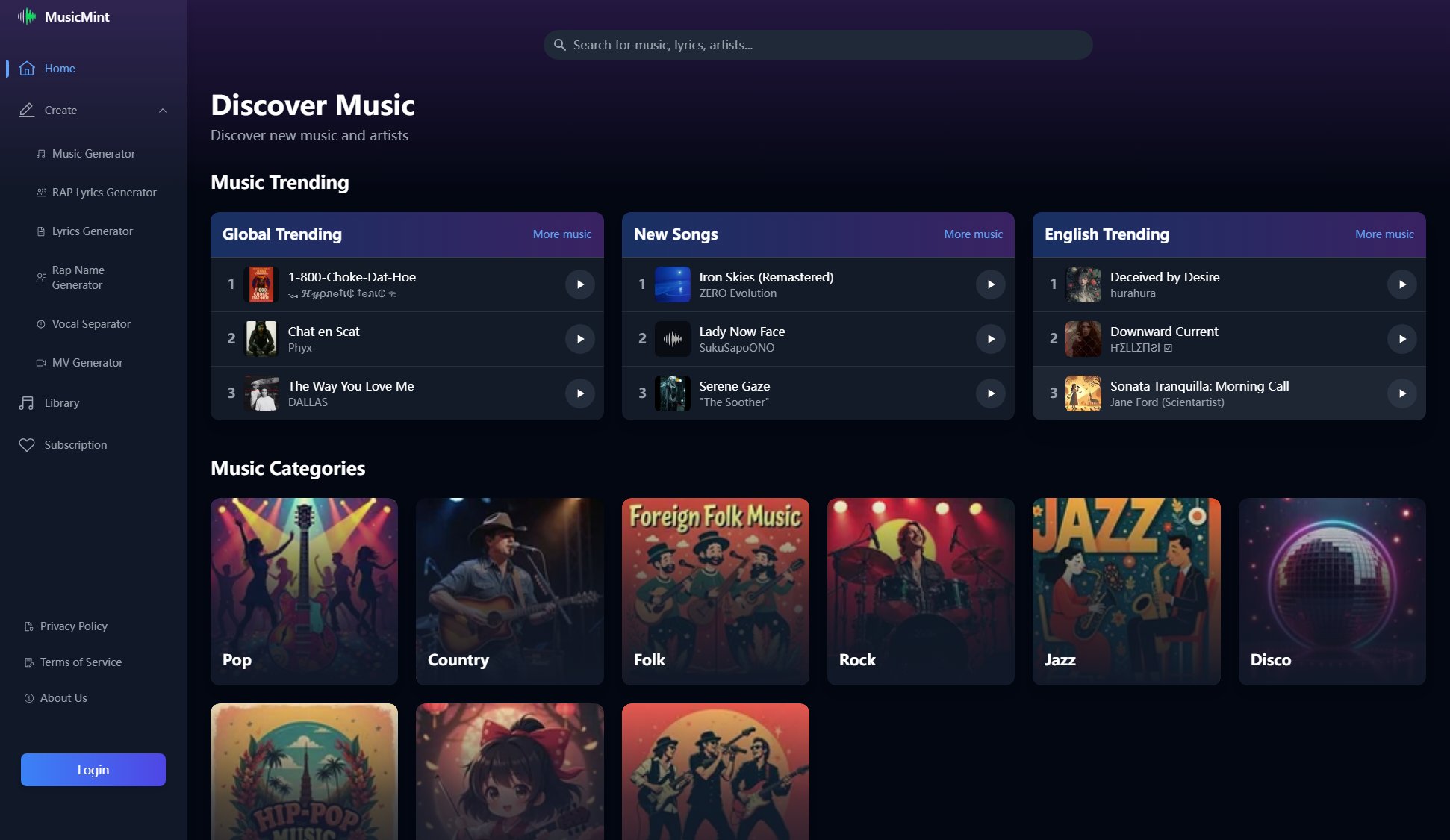 MusicMint.ai MusicMint.ai Interface & Screenshots MusicMint.ai MusicMint.ai Interface & Screenshots