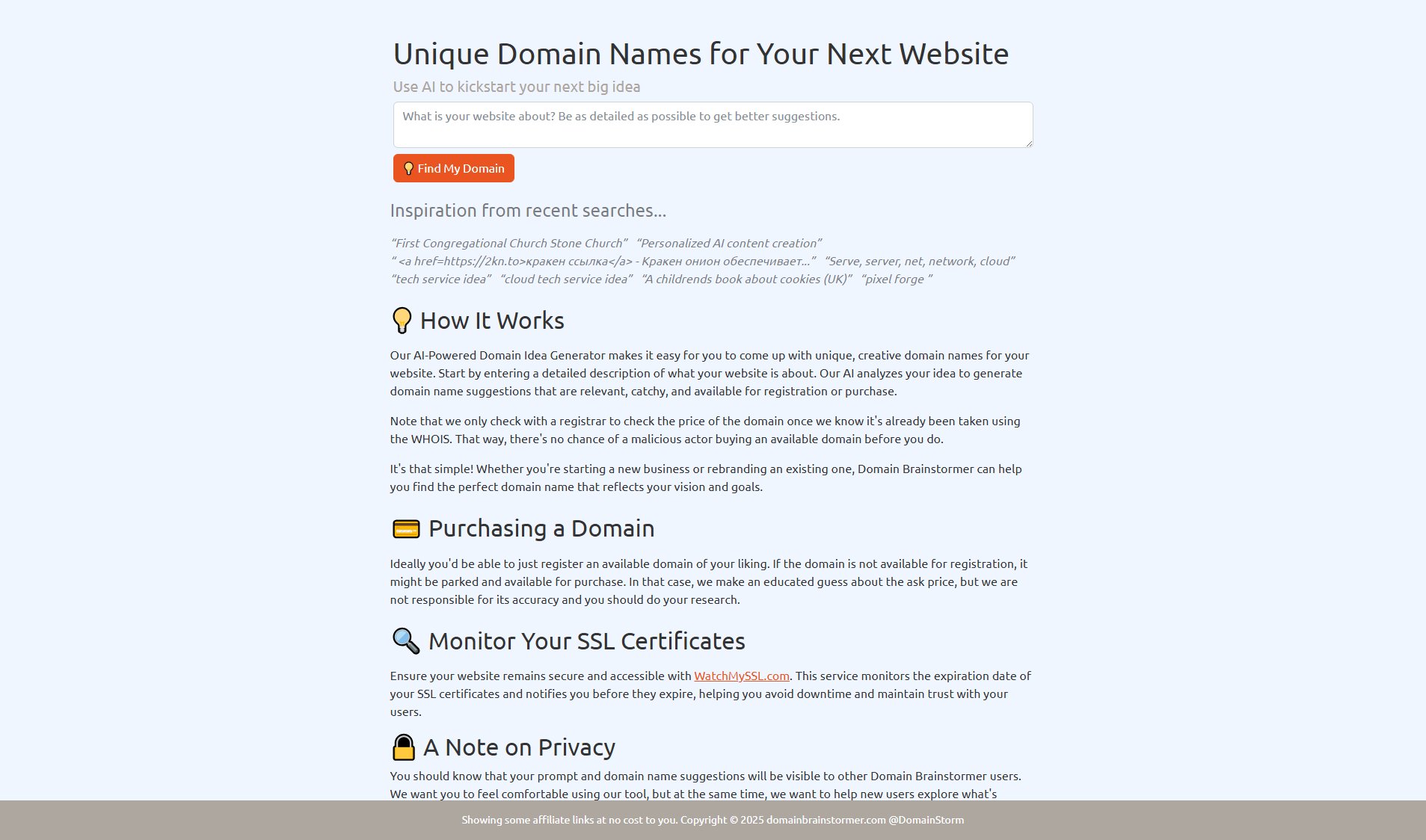 Domain Brainstormer Screenshot