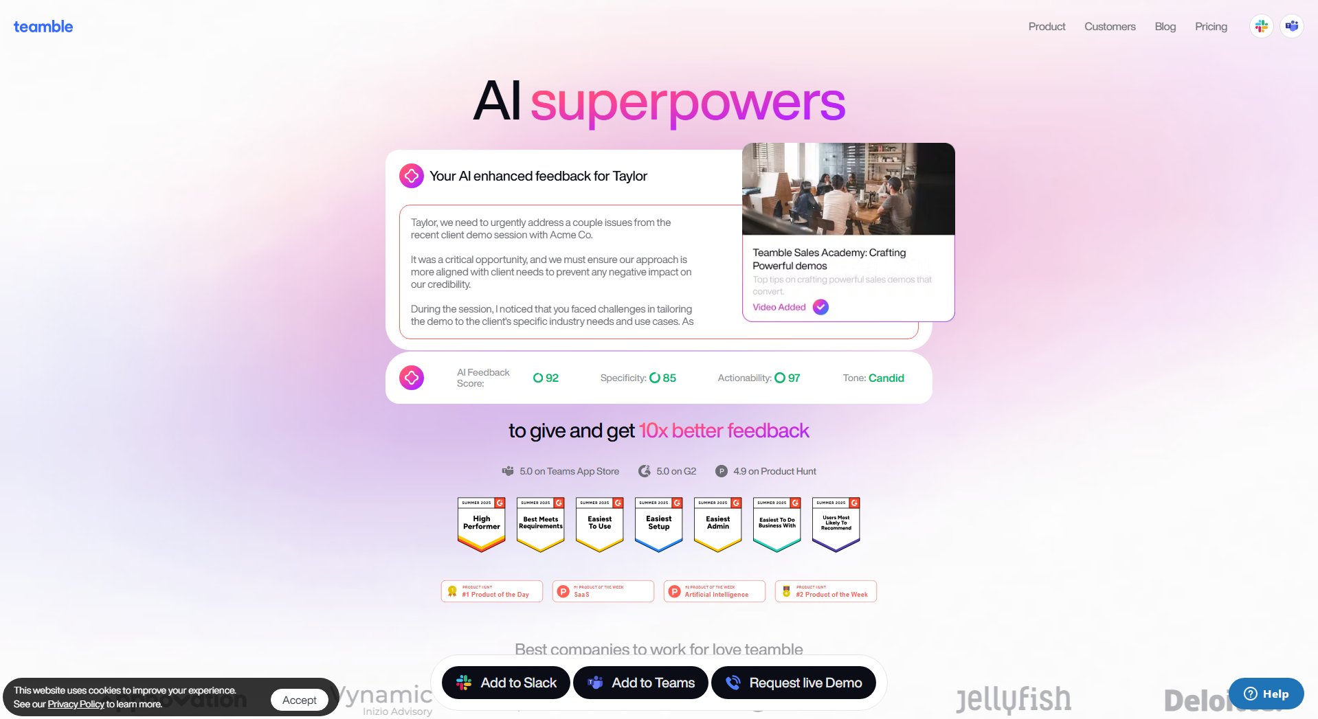 Teamble Teamble Interface & Screenshots