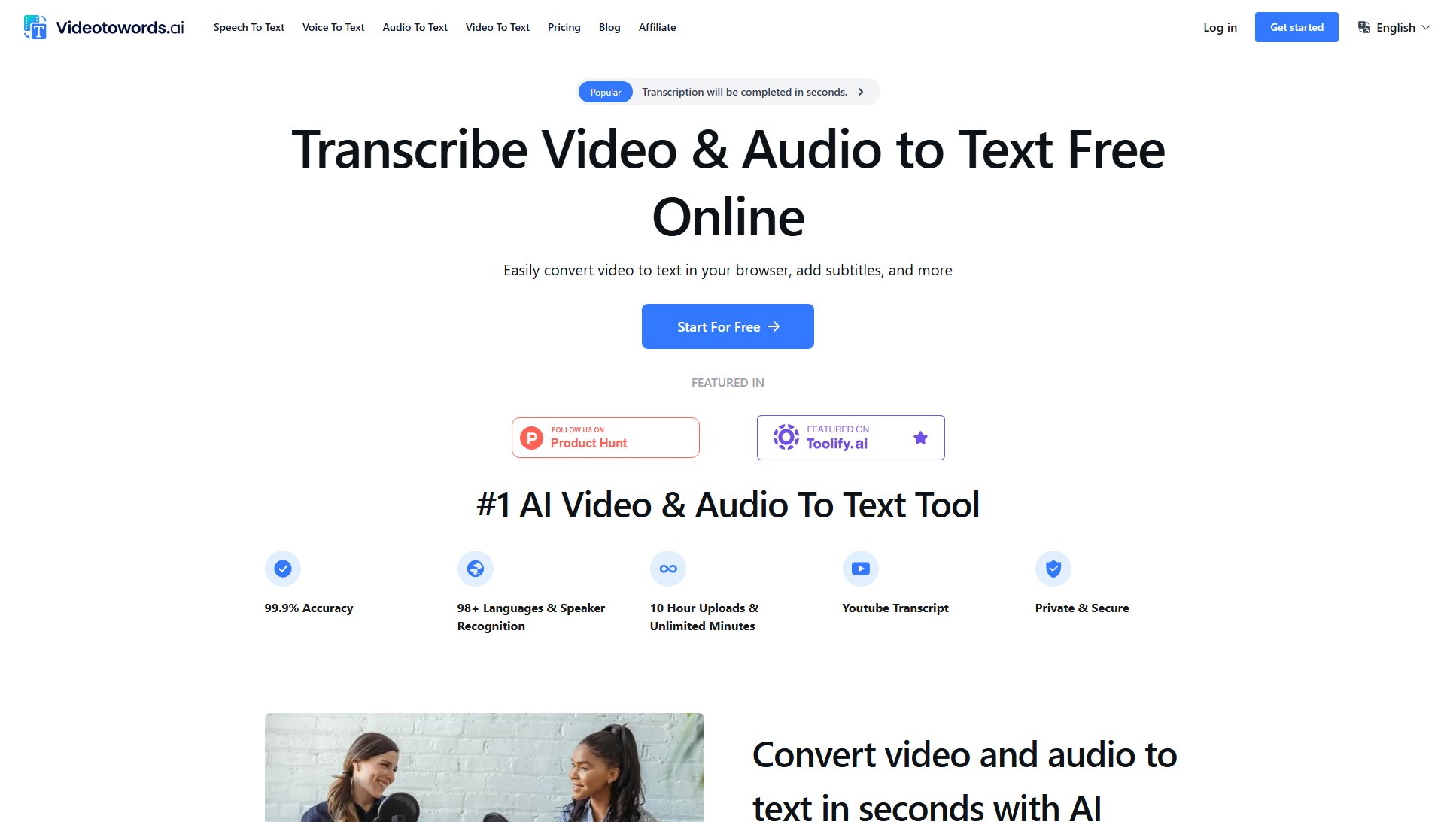 VideoToWords.ai VideoToWords.ai Interface & Screenshots