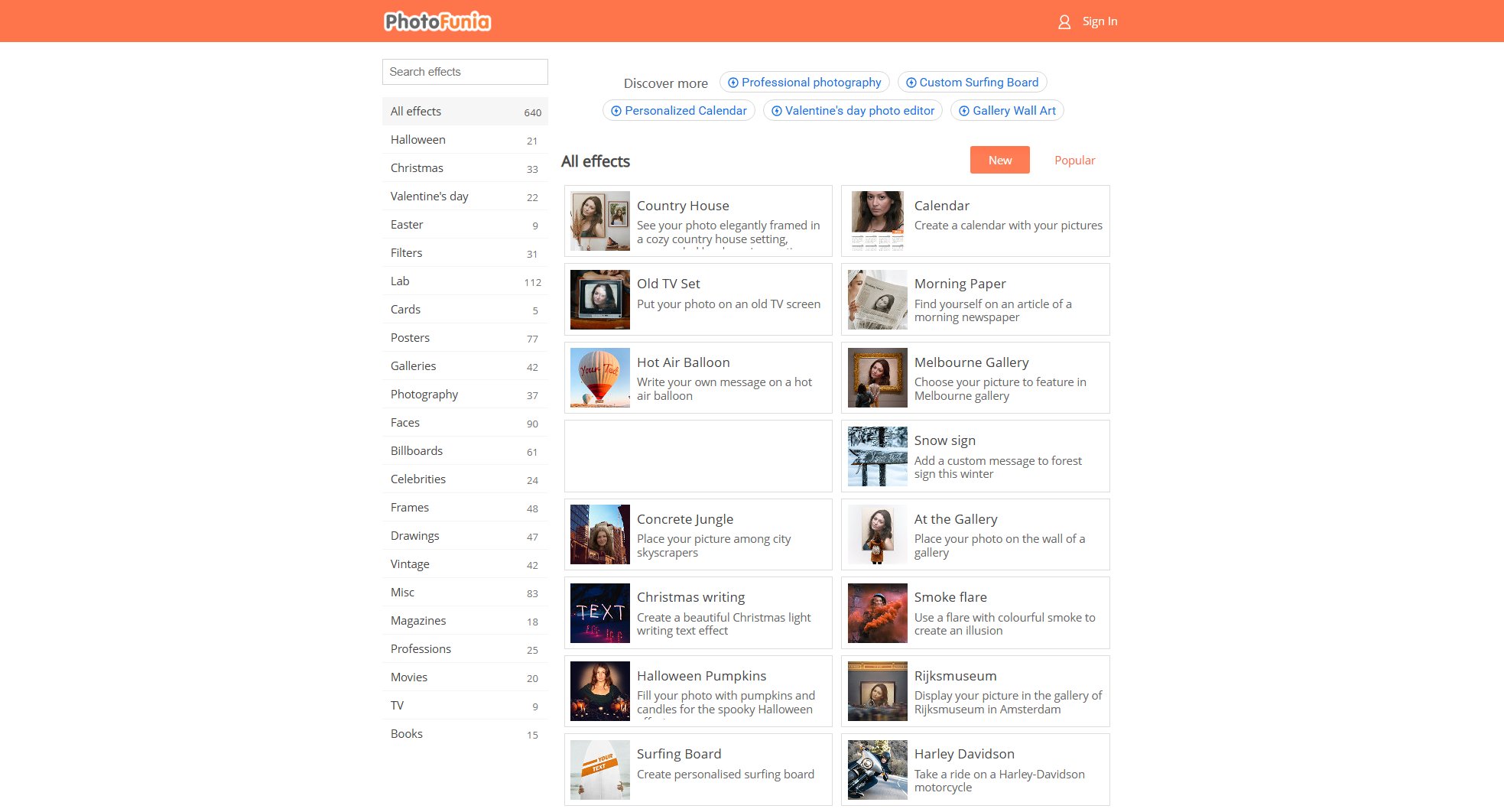 PhotoFunia Screenshot