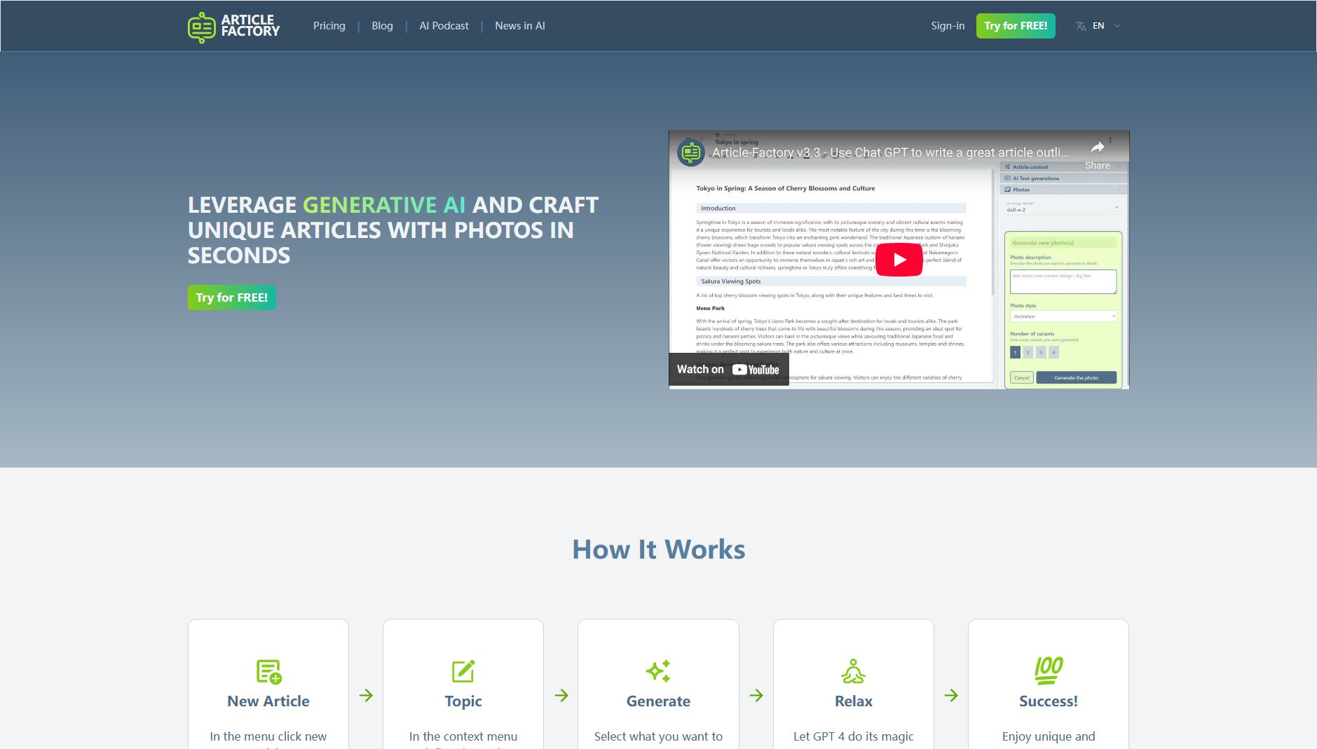 ARTICLE FACTORY ARTICLE FACTORY Interface & Screenshots