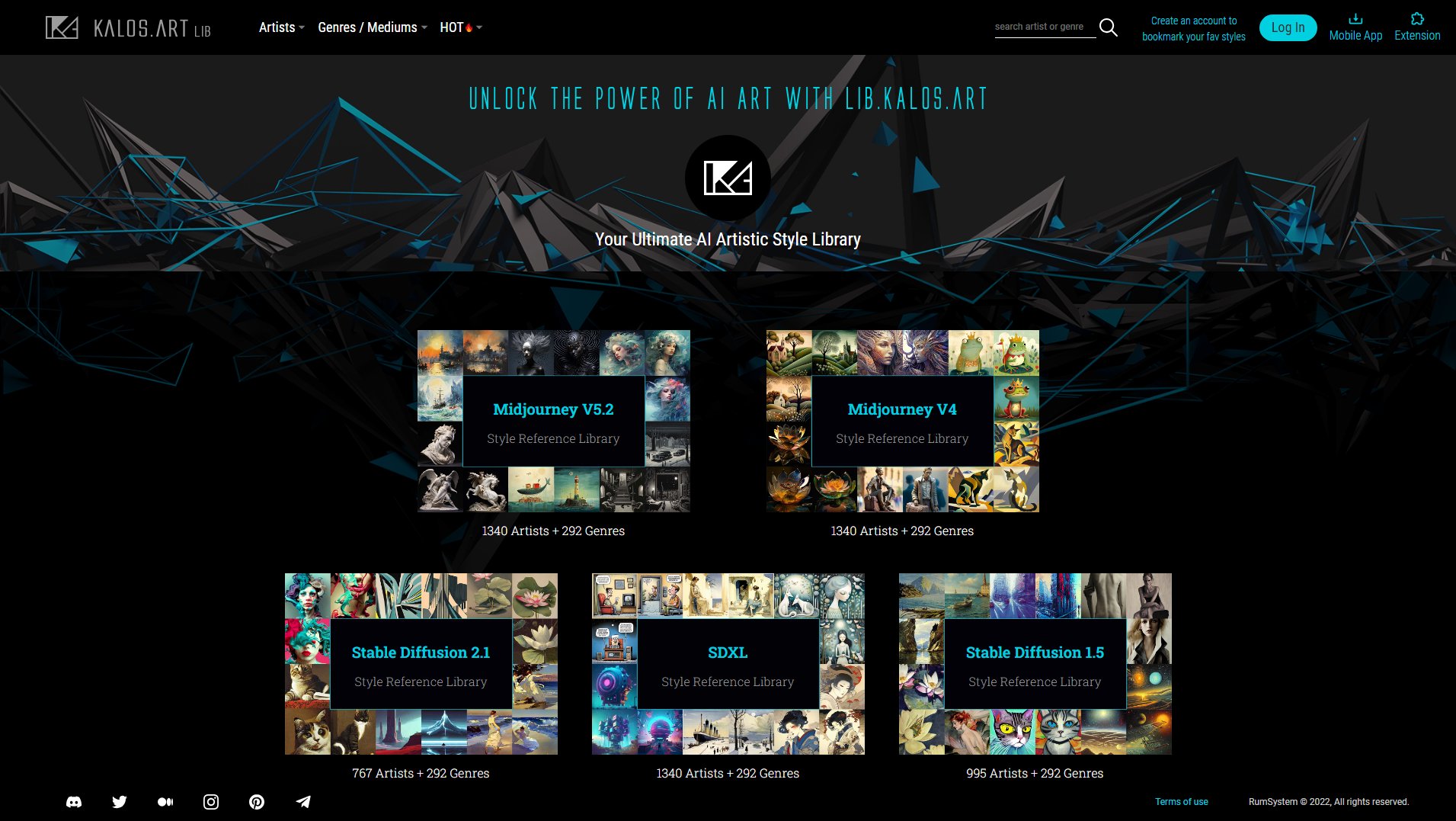KALOS AI Art Style Reference Library Screenshot