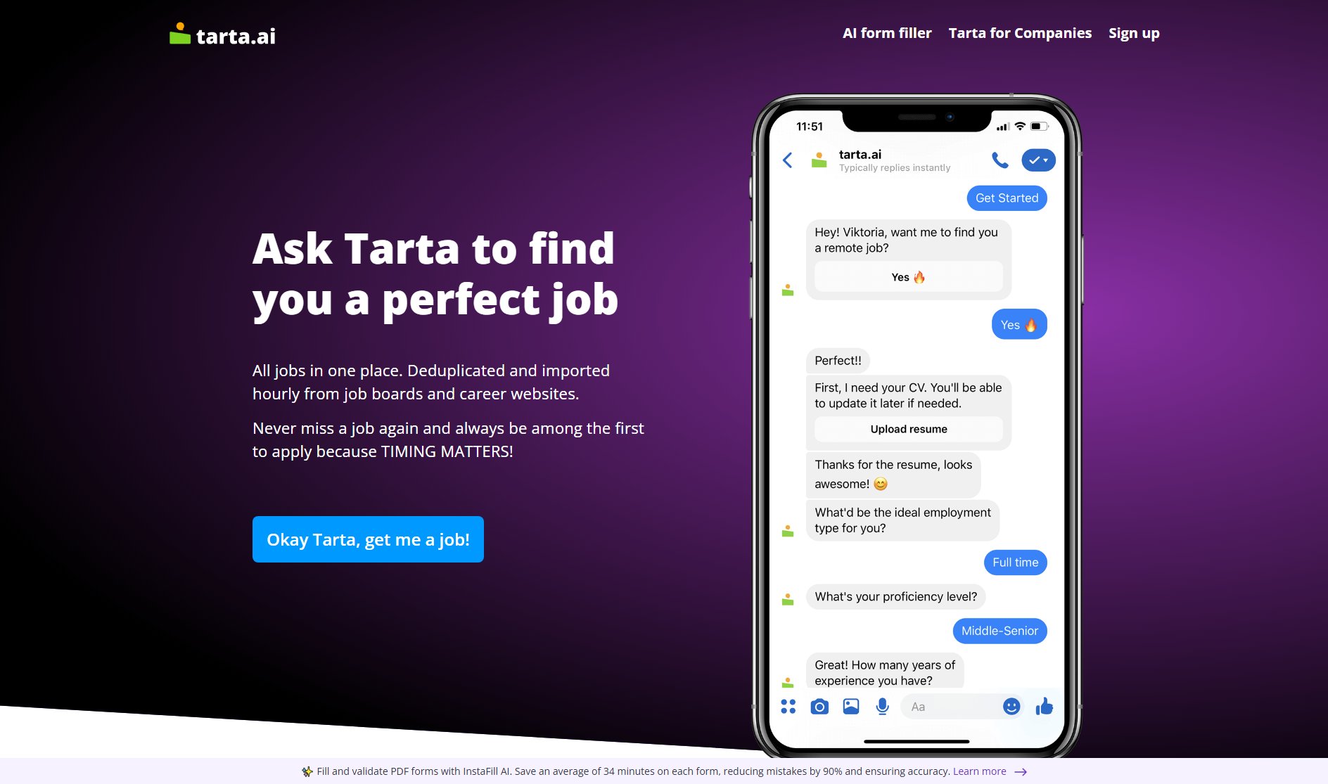 Tarta.ai Job Search Assistant Tarta.ai Job Search Assistant Interface & Screenshots