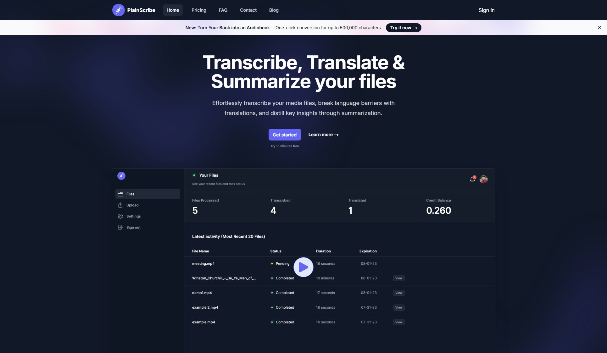 PlainScribe PlainScribe Interface & Screenshots